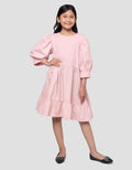 Nevada Woven Kombinasi Knit Midi Dress Anak Perempuan
