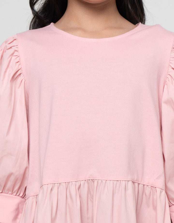 Nevada Woven Kombinasi Knit Midi Dress Anak Perempuan