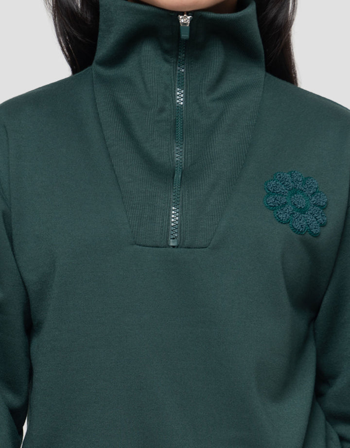 Nevada Zipper Bordir Blossom Sweater Anak Perempuan