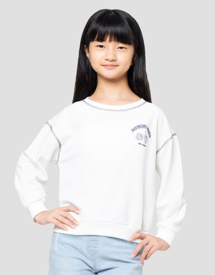 Nevada Overlock Bordir Cherry Sweater Anak Perempuan