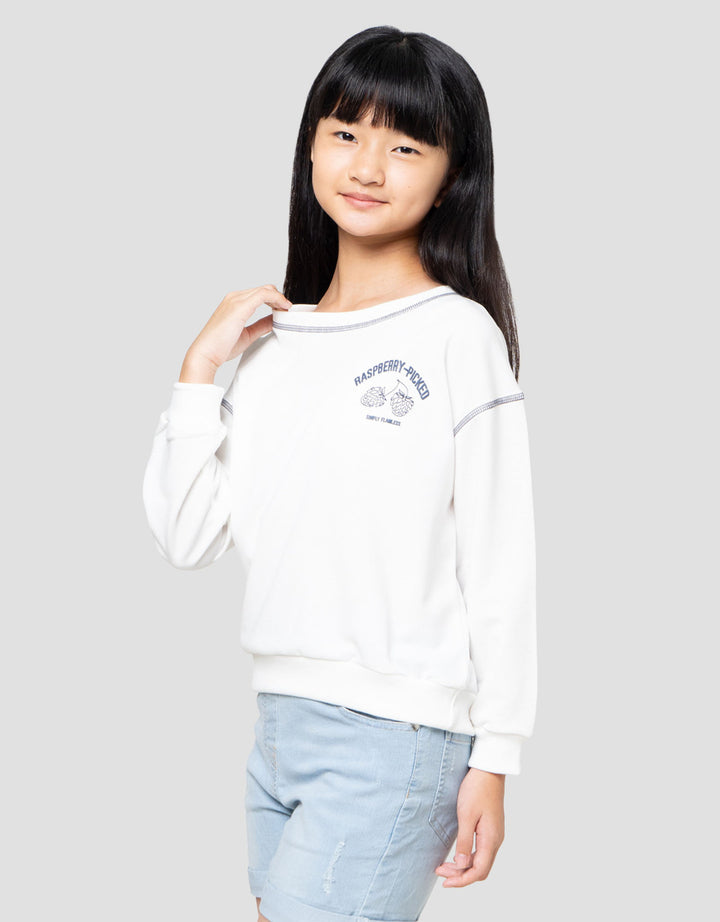 Nevada Overlock Bordir Cherry Sweater Anak Perempuan
