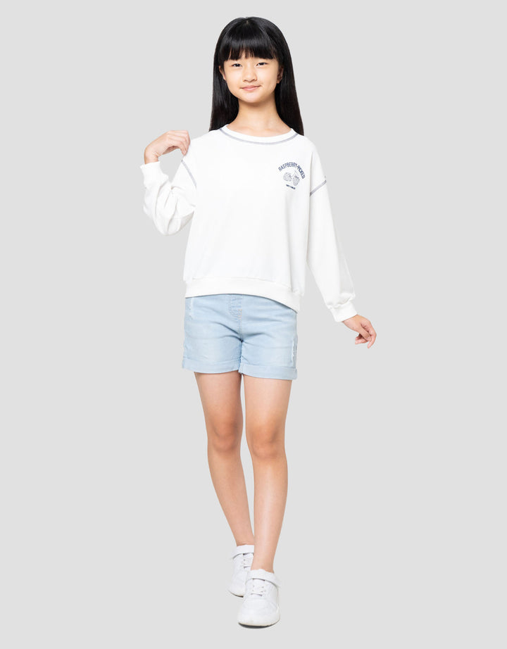 Nevada Overlock Bordir Cherry Sweater Anak Perempuan