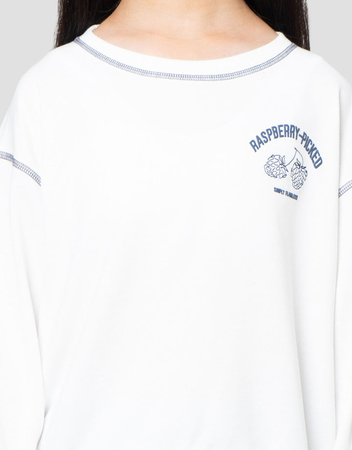 Nevada Overlock Bordir Cherry Sweater Anak Perempuan