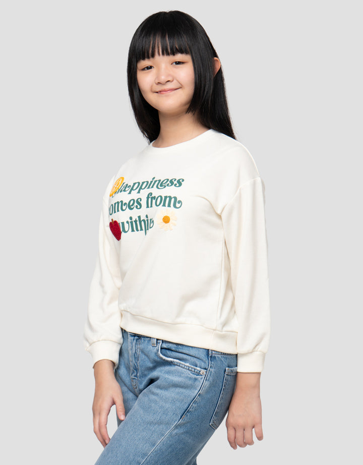Nevada Happiness Comes From Within Sweater Anak Perempuan