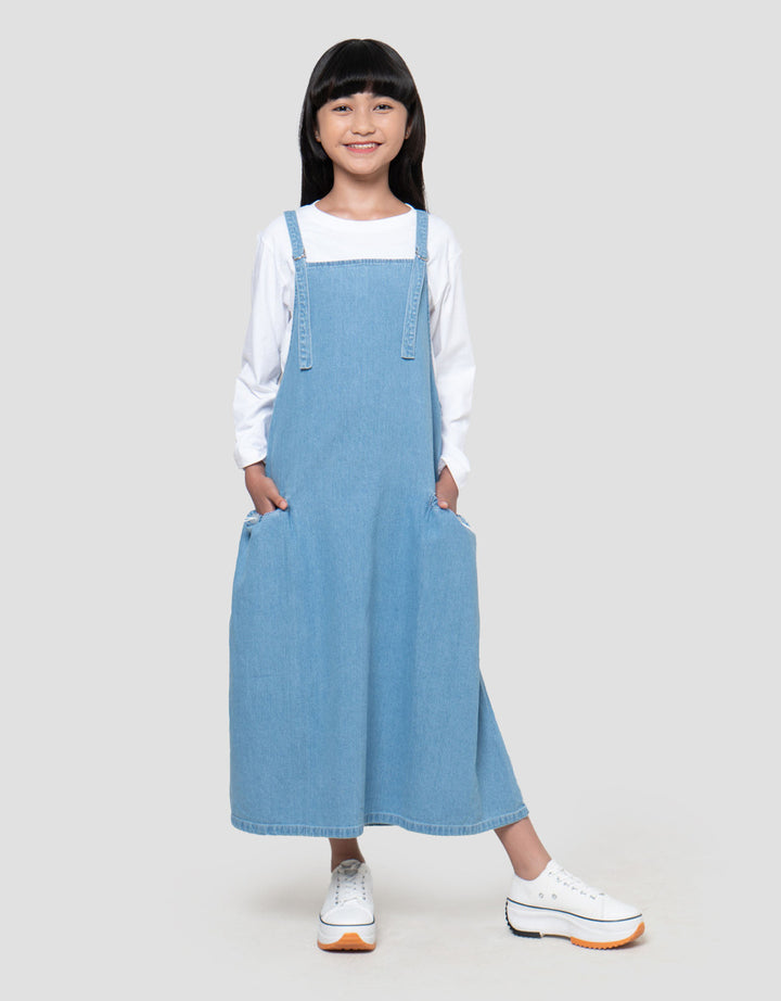 Nevada Dress Overall Denim With Inner Anak Perempuan