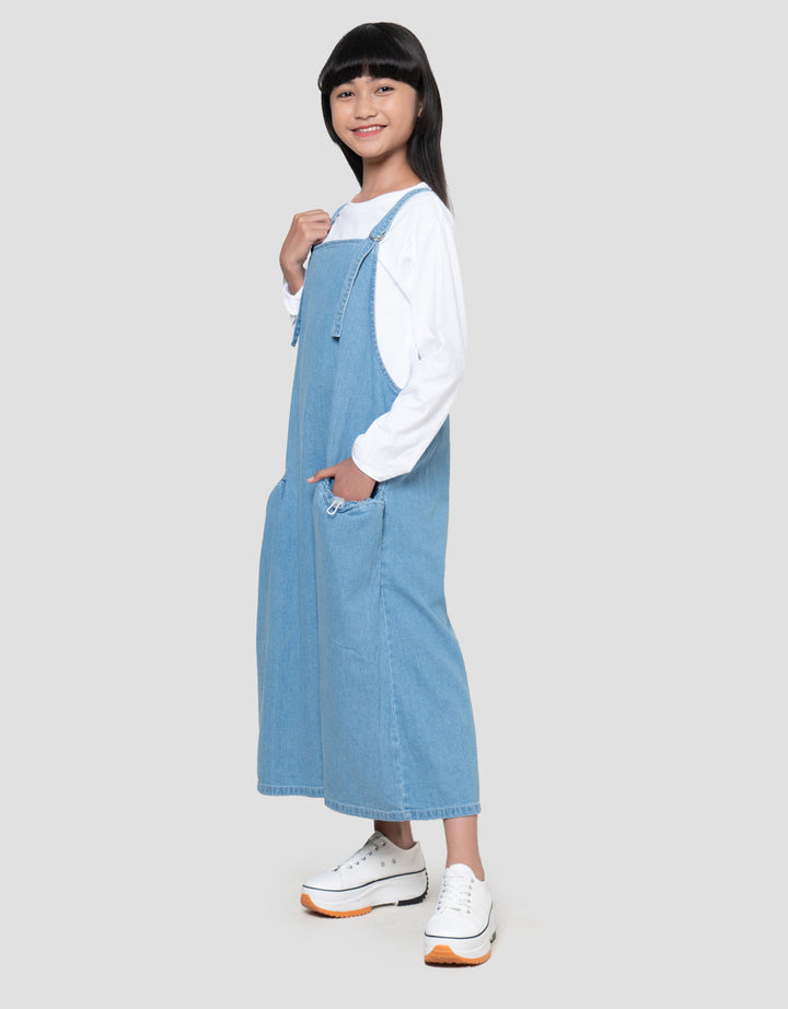 Nevada Dress Overall Denim With Inner Anak Perempuan