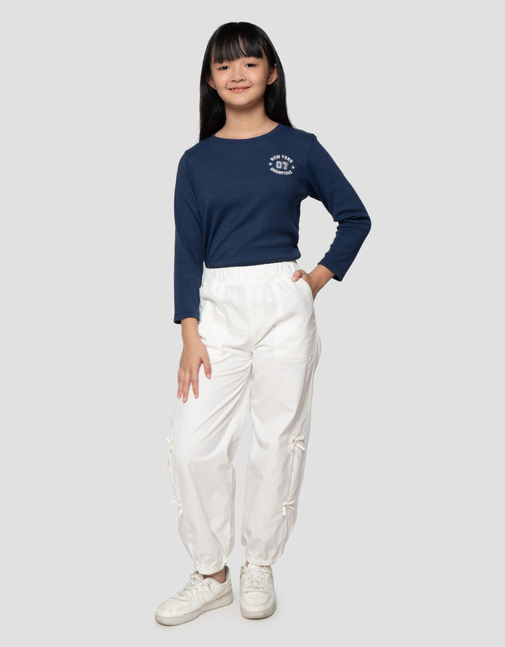 Nevada Woven Aplikasi Pita Celana Jogger Anak Peremuan