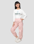 Nevada Woven Aplikasi Pita Celana Jogger Anak Peremuan