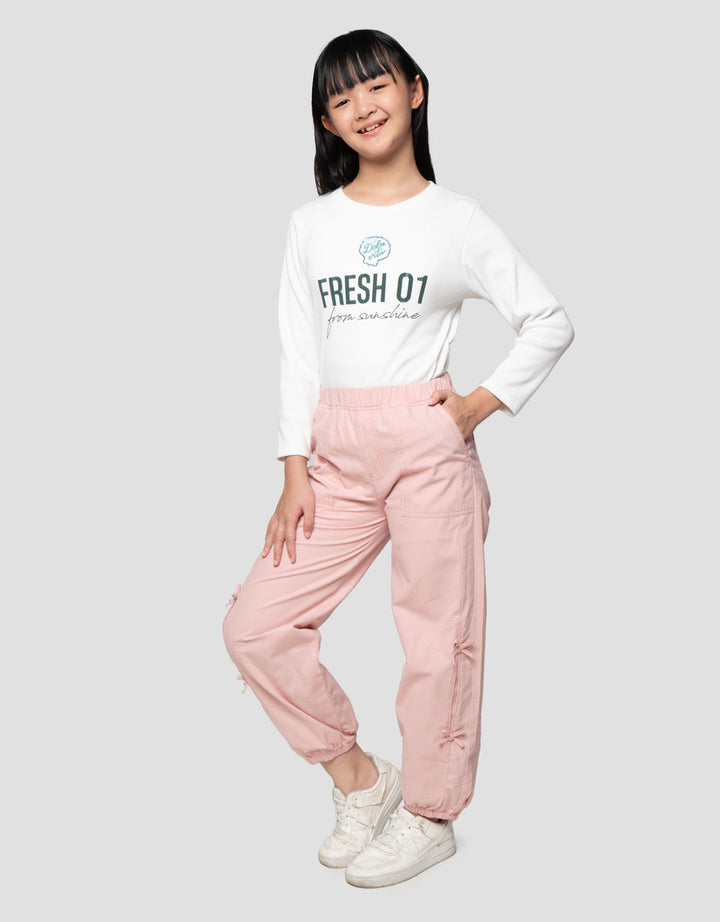Nevada Woven Aplikasi Pita Celana Jogger Anak Peremuan