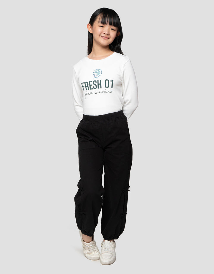 Nevada Woven Aplikasi Pita Celana Jogger Anak Peremuan