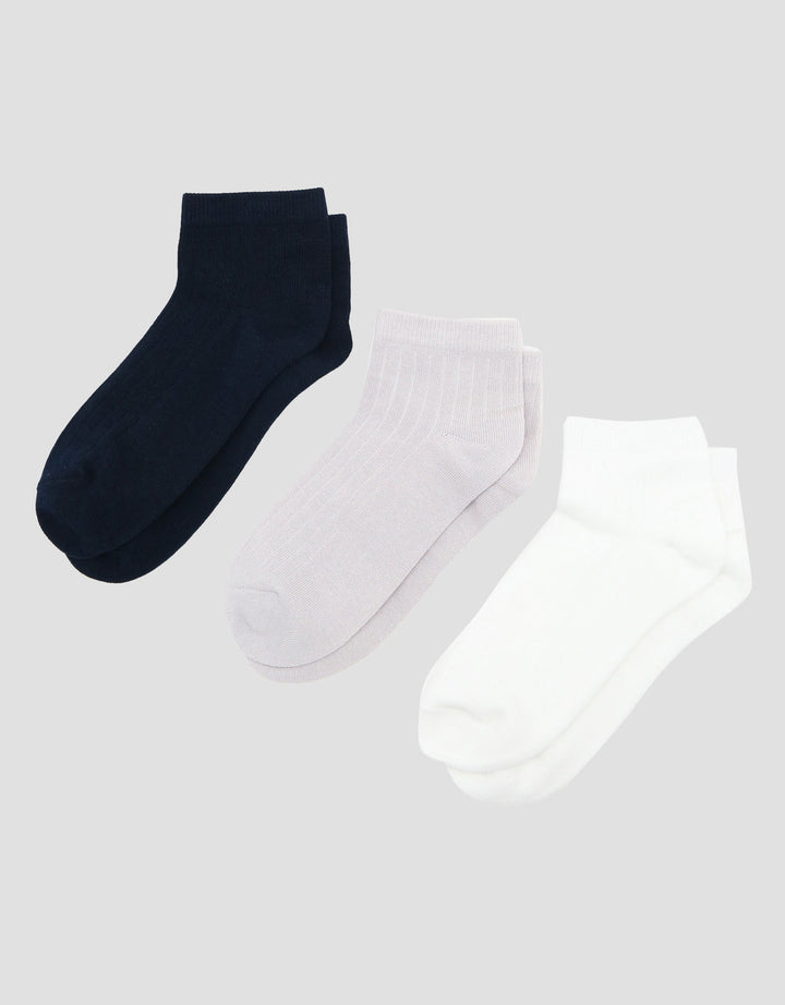 Cole 3Pk Rib Solid Casual Kaus Kaki Pria