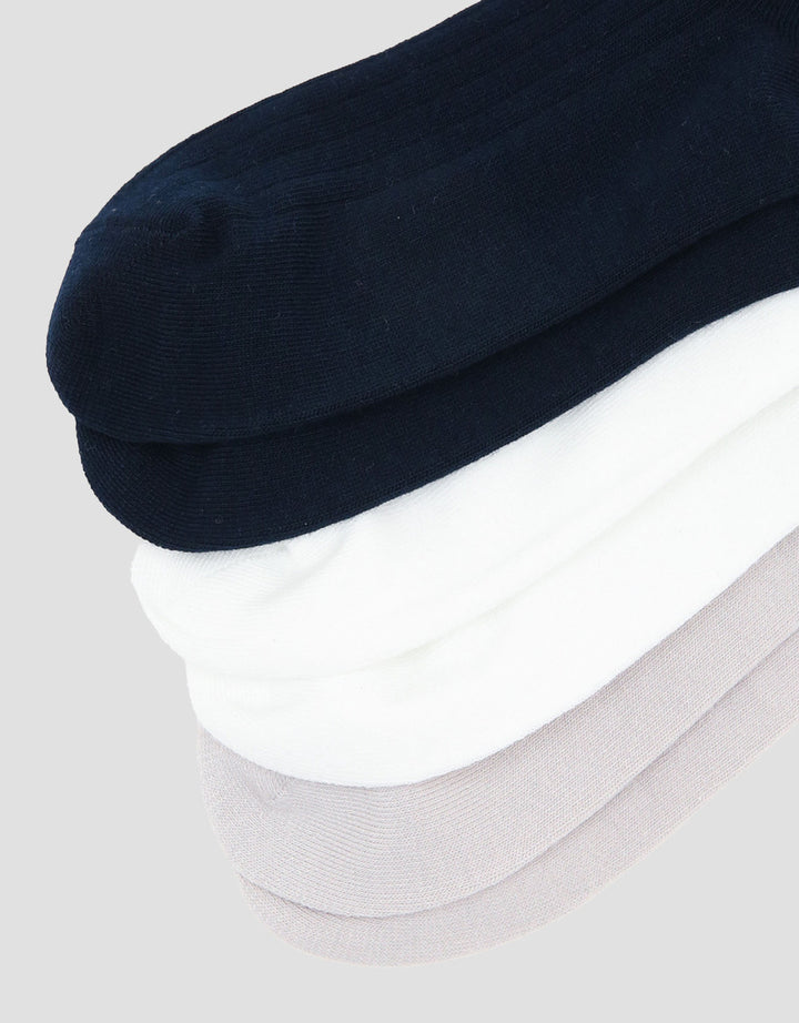 Cole 3Pk Rib Solid Casual Kaus Kaki Pria