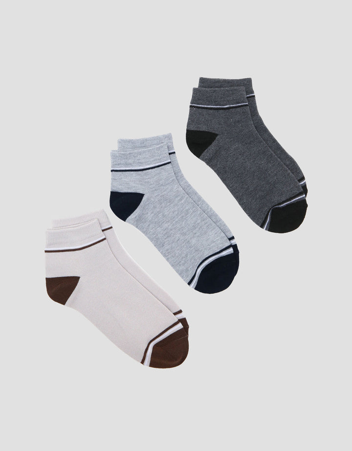 Cole 3Pk Stripe List Casual Kaus Kaki Pria