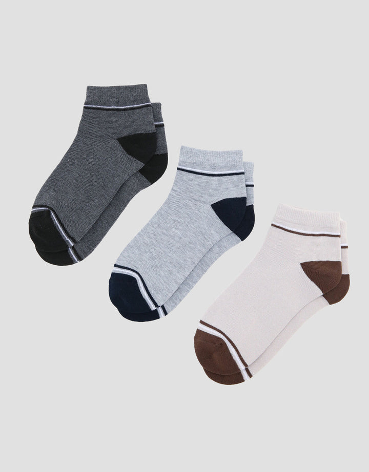 Cole 3Pk Stripe List Casual Kaus Kaki Pria