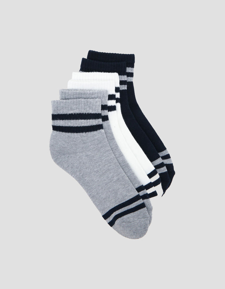 COLE 3PK ANKLE SPORT STRIPE KAUS KAKI PRIA
