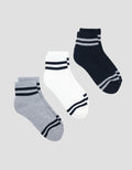 COLE 3PK ANKLE SPORT STRIPE KAUS KAKI PRIA