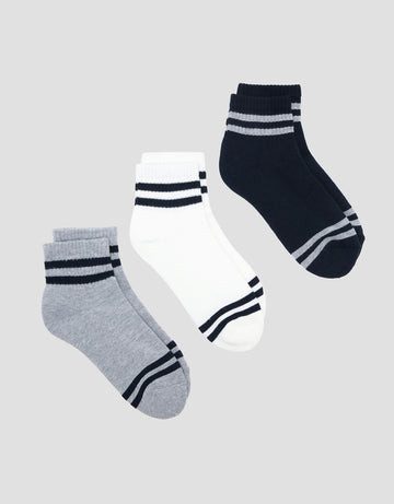 COLE 3PK ANKLE SPORT STRIPE KAUS KAKI PRIA