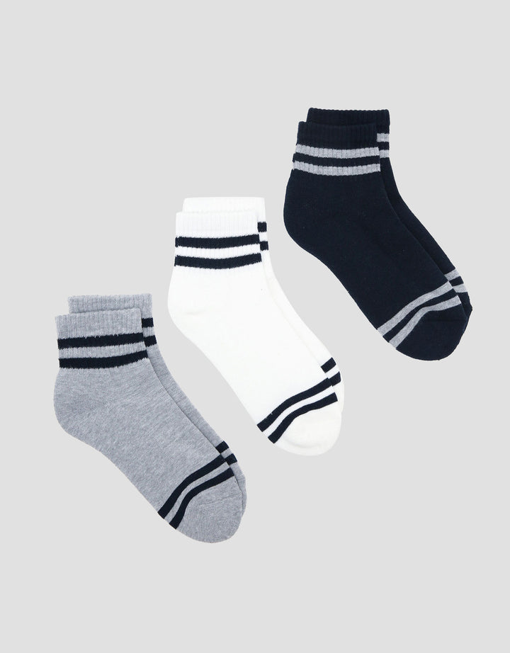 COLE 3PK ANKLE SPORT STRIPE KAUS KAKI PRIA
