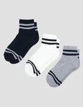 COLE 3PK ANKLE SPORT STRIPE KAUS KAKI PRIA