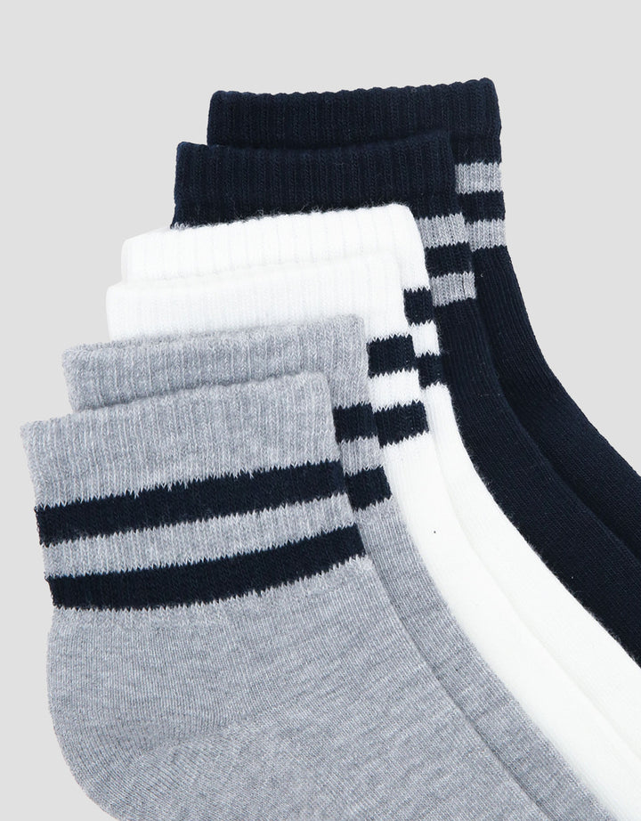 COLE 3PK ANKLE SPORT STRIPE KAUS KAKI PRIA