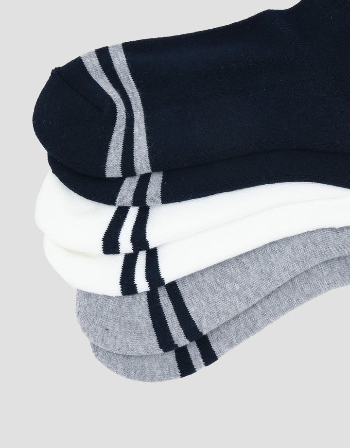 COLE 3PK ANKLE SPORT STRIPE KAUS KAKI PRIA