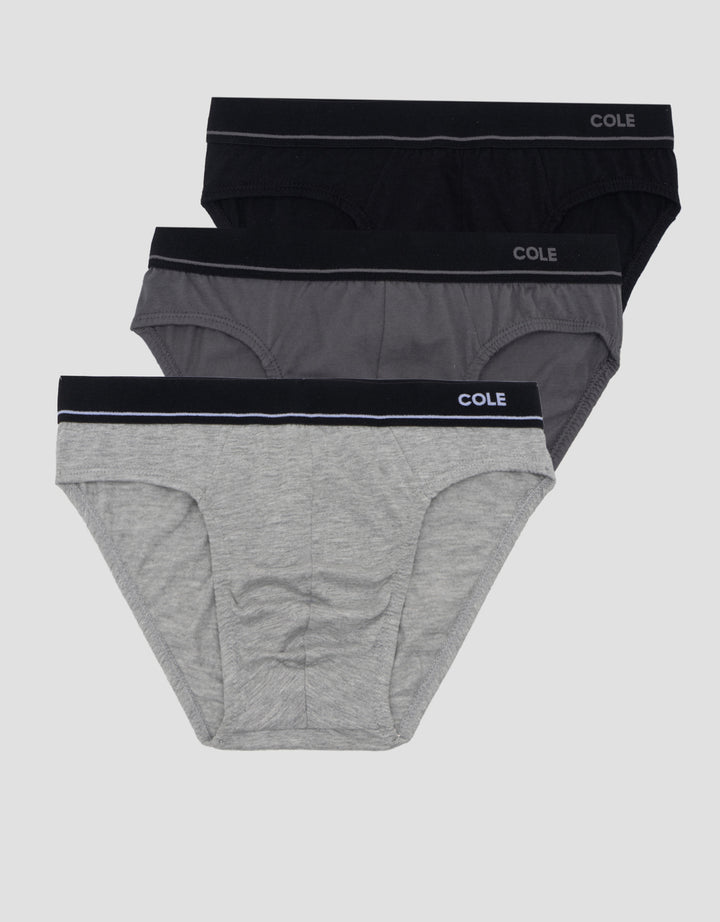 Cole 3Pk Brief Elastic Wb Cotton Deboss Logo Celana Dalam Pria