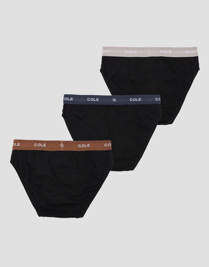Cole 3Pk Elastic Wb Textured Cotton Solid Celana Dalam Pria