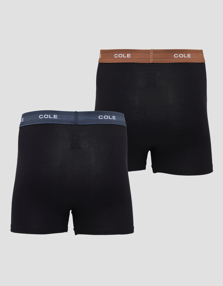 Cole 2Pk Elastic Wb Textured Rayon Solid Boxer Pria