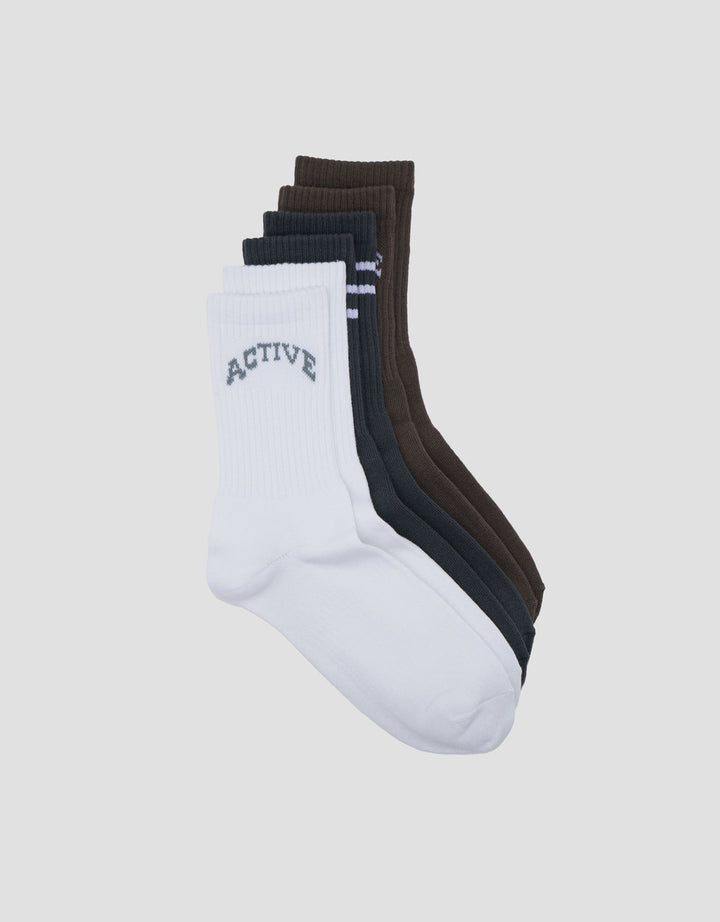 Cole 3 Pk Quarter Sport Mix Stripe Active Anti Bacterial Kaus Kaki Pria