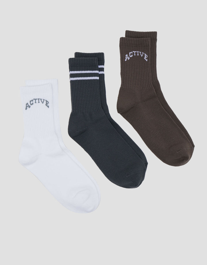 COLE 3 PK QUARTER SPORT MIX STRIPE ACTIVE ANTI BACTERIAL KAUS KAKI PRIA