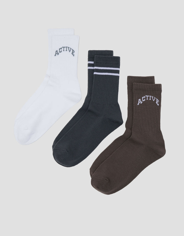 COLE 3 PK QUARTER SPORT MIX STRIPE ACTIVE ANTI BACTERIAL KAUS KAKI PRIA