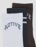 COLE 3 PK QUARTER SPORT MIX STRIPE ACTIVE ANTI BACTERIAL KAUS KAKI PRIA