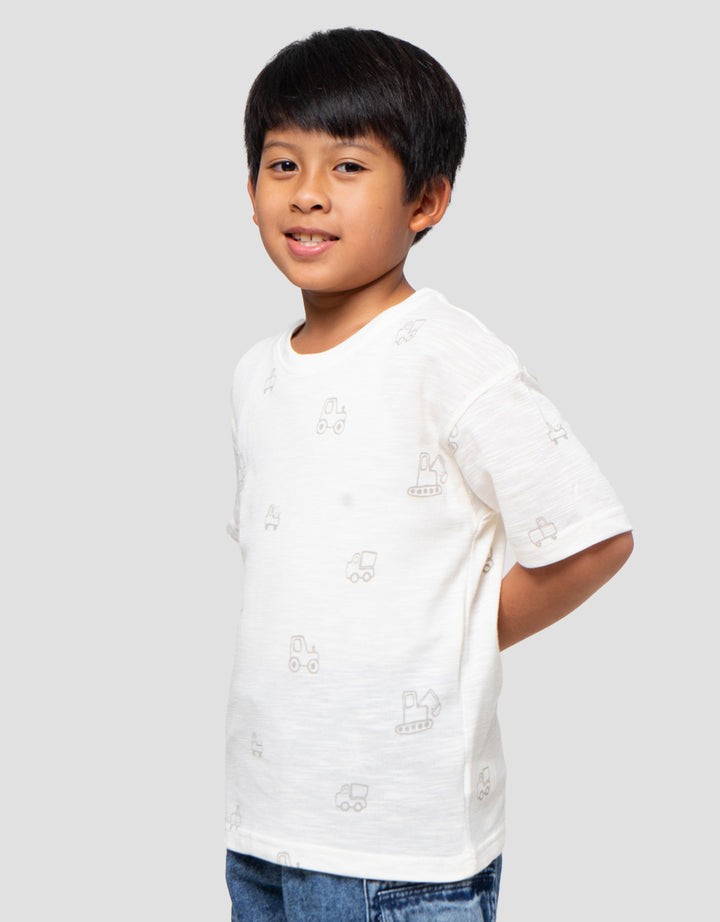 Little M Slub Print Car Truck Kaos Oversize Anak Laki-laki