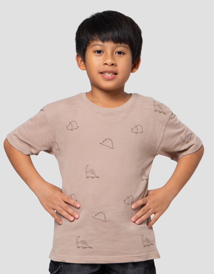 Little M Slub Print Dino Friends Kaos Oversize Anak Laki-laki