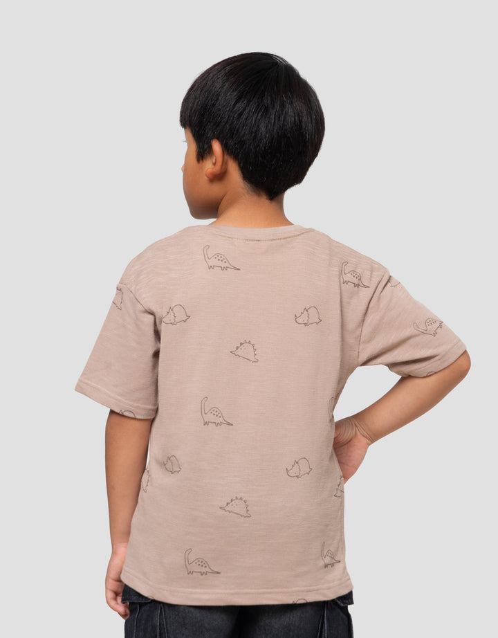 Little M Slub Print Dino Friends Kaos Oversize Anak Laki-laki