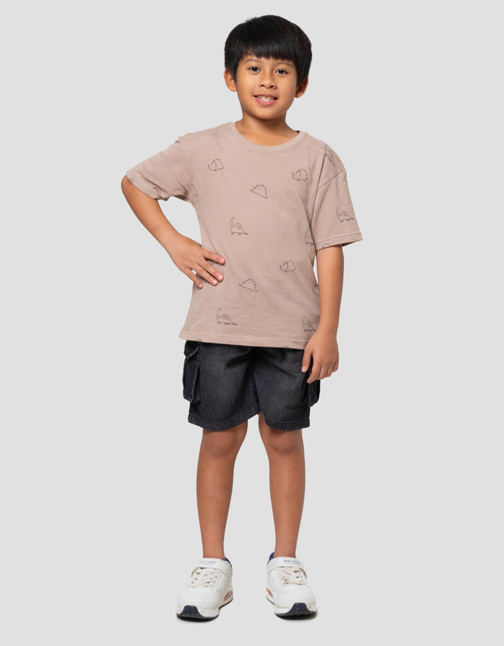 Little M Slub Print Dino Friends Kaos Oversize Anak Laki-laki
