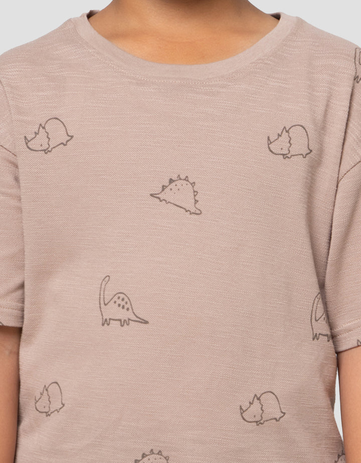 Little M Slub Print Dino Friends Kaos Oversize Anak Laki-laki