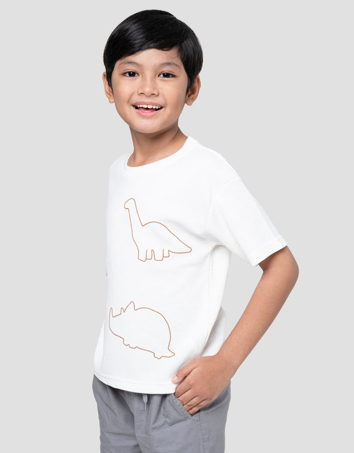 Little M Tex Dino Aplikasi Kaos Oversize Anak Laki-laki
