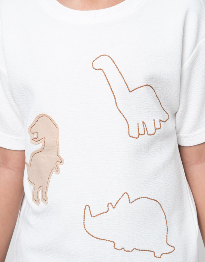 Little M Tex Dino Aplikasi Kaos Oversize Anak Laki-laki