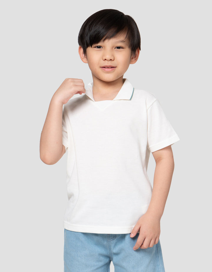 Little M Krah Rib Pique Print Kaos Polo Anak Laki-laki