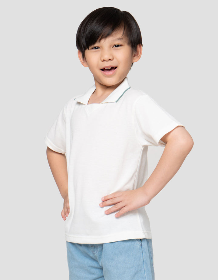 Little M Krah Rib Pique Print Kaos Polo Anak Laki-laki