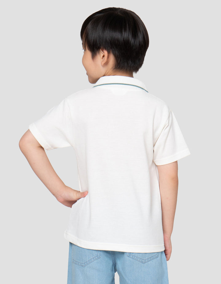 Little M Krah Rib Pique Print Kaos Polo Anak Laki-laki