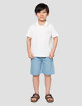 Little M Krah Rib Pique Print Kaos Polo Anak Laki-laki