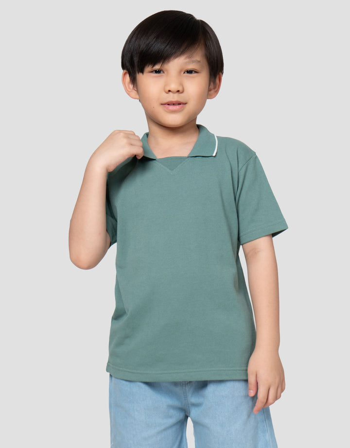 Little M Krah Rib Pique Print Kaos Polo Anak Laki-laki
