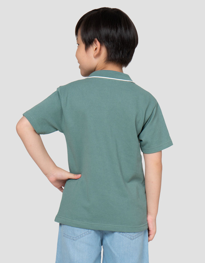 Little M Krah Rib Pique Print Kaos Polo Anak Laki-laki