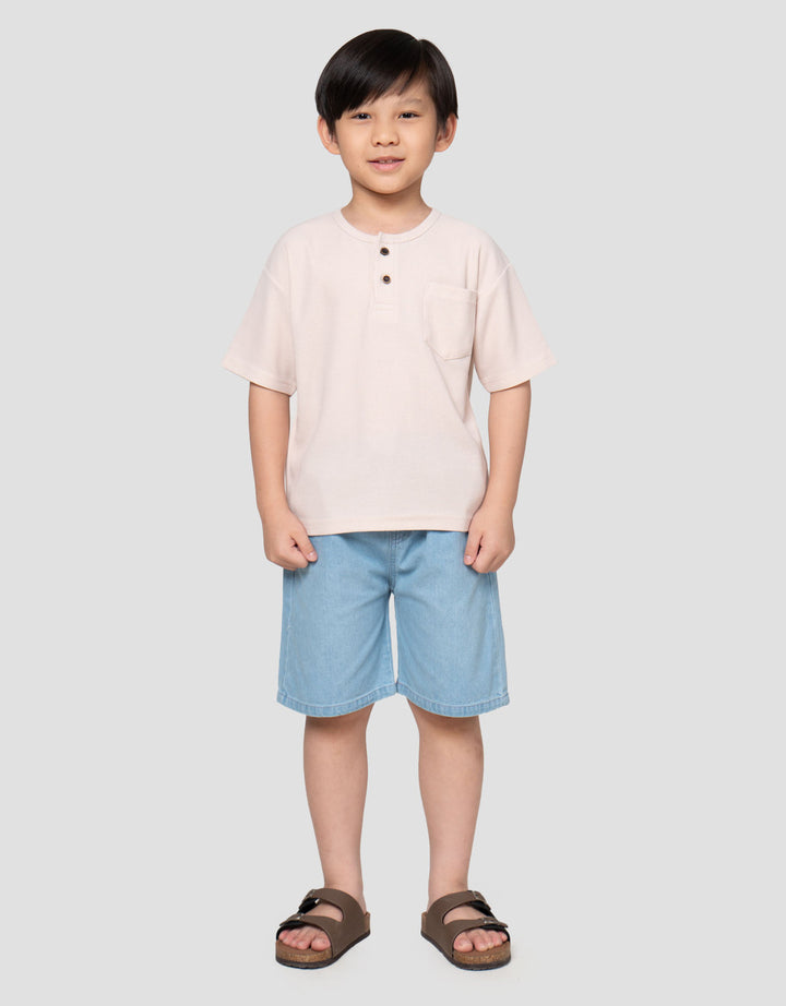 Little M Henley Ktg Texture Kaos Anak Laki-laki