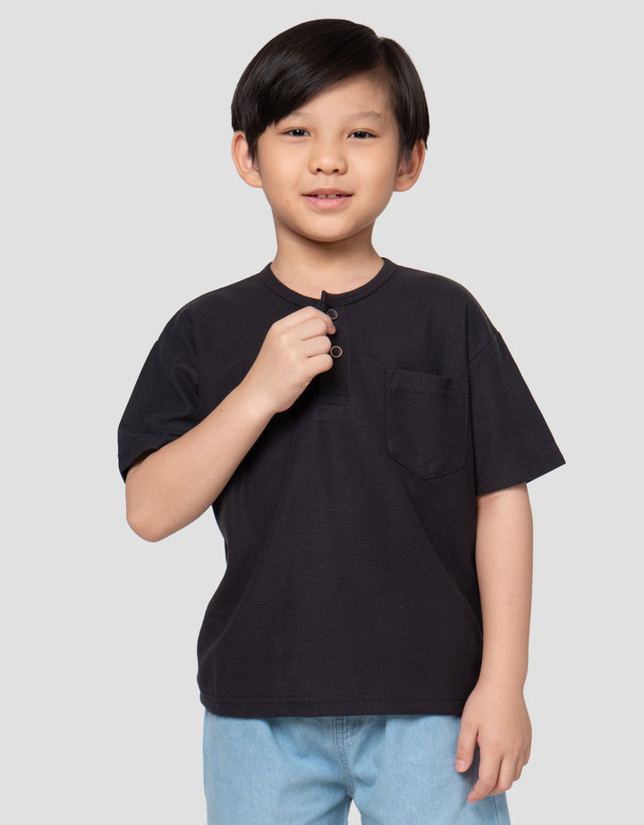 Little M Henley Ktg Texture Kaos Anak Laki-laki
