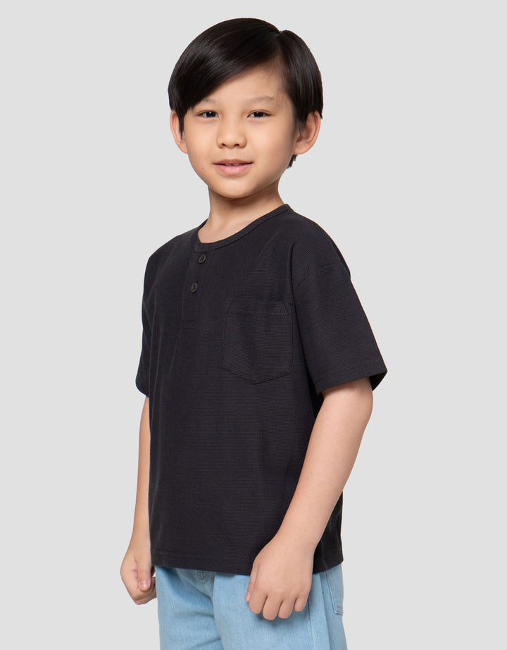 Little M Henley Ktg Texture Kaos Anak Laki-laki