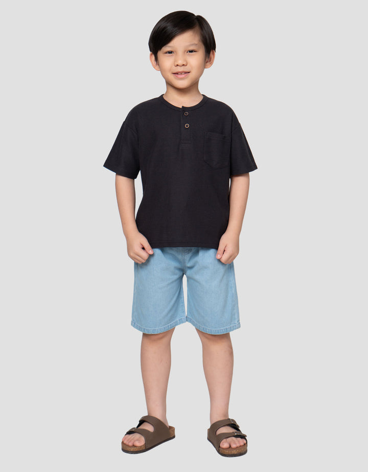 Little M Henley Ktg Texture Kaos Anak Laki-laki