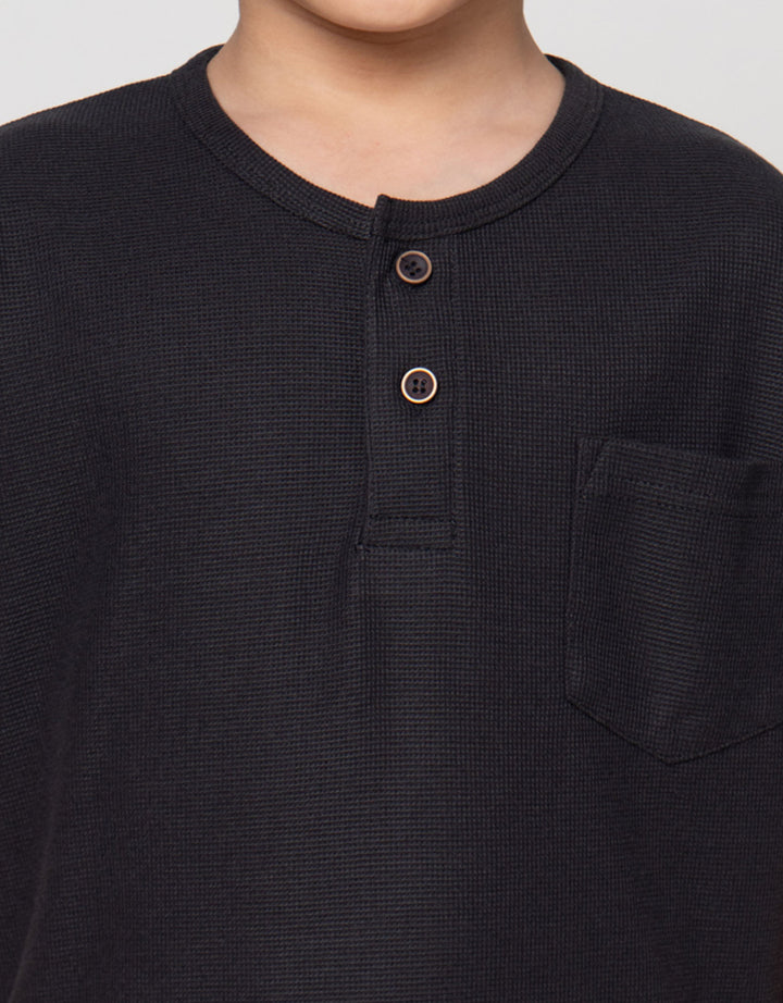 Little M Henley Ktg Texture Kaos Anak Laki-laki